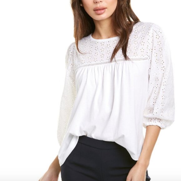 J. Crew Tops - J.Crew Eyelet Yoke Top